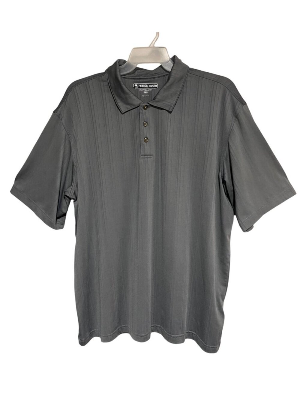 Pebble Beach Mens Performance Polo Shirt XXL Short Sleeve Striped Texture Golf